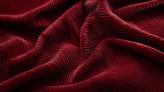 Background - textured fabric with a velveteen pattern, dark red with vertical grooves running parallel across the entire surface. the texture is soft. Velvetfern. Illustration