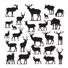 Four legged animals silhouette vector set collection