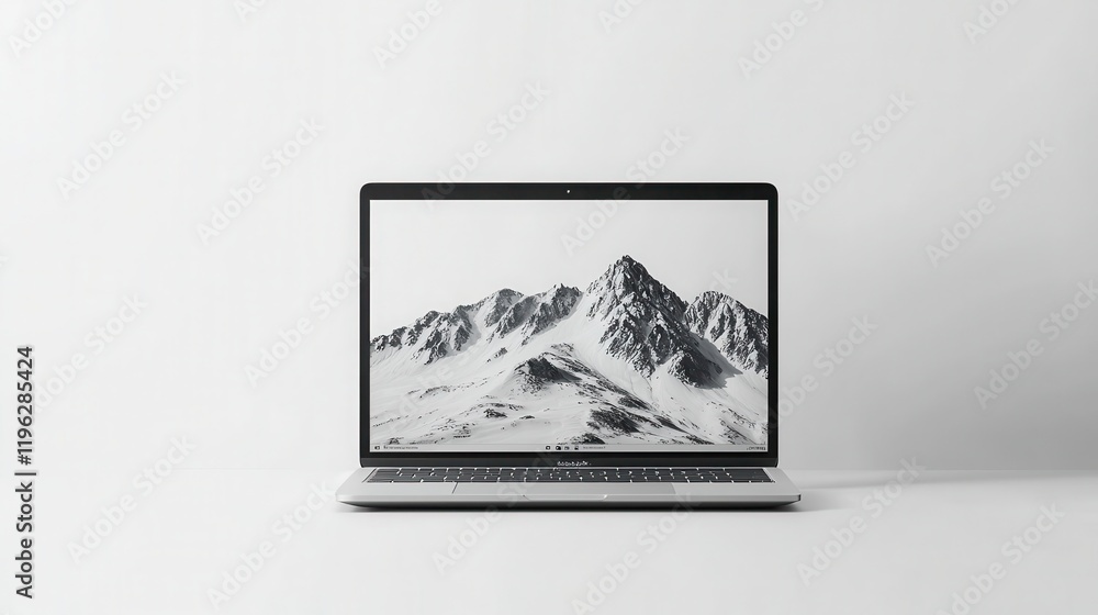 Fototapete laptop mockup simulation style minimalist workspace digital environment modern viewpoint for creativ