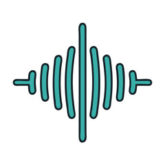 Obraz premium Audio wave icon in teal outline style