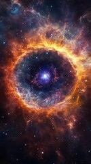 Cosmic Nebula: Fiery Ring in Space