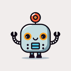 Futuristic Cartoon Robot Vector in Monochrome