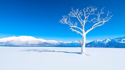 Lonely tree in snowy landscape