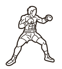 Boxing Sport Boxer Fighting Punching Action Cartoon Graphic Vector
