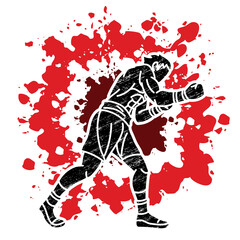 Graffiti Boxing Sport Boxer Fighting Punching Action Cartoon Graphic Vector
