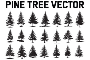 Obraz premium Classic Pine Tree Silhouette Vector Art