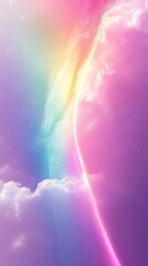 Pastel rainbow light streak in dreamy sky