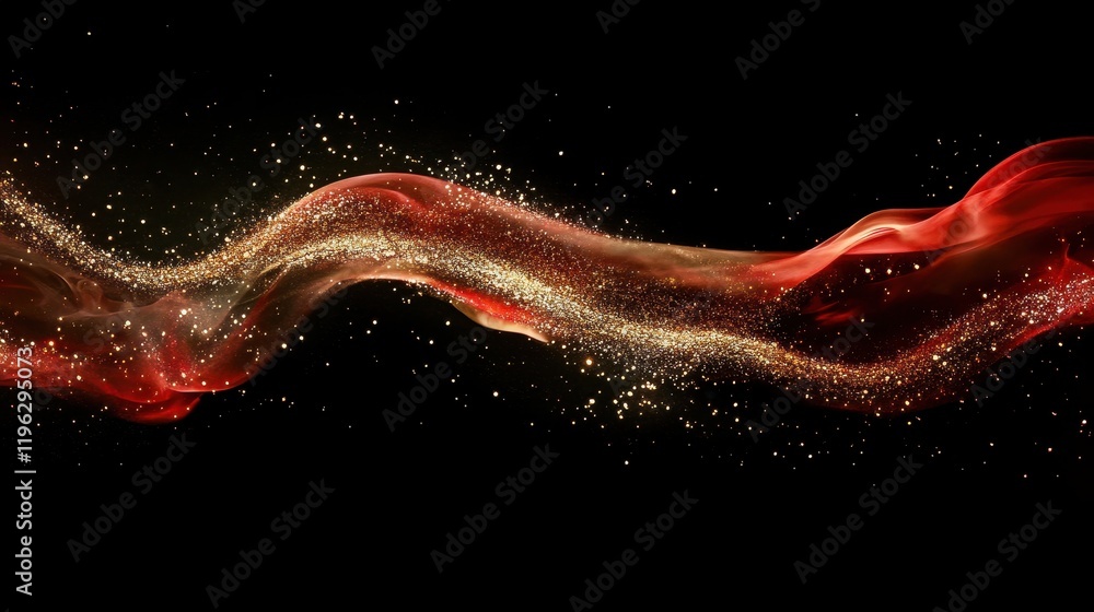 Poster Abstract Red and Gold Particle Wave Background