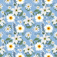 Beautiful floral fabric pattern in a flower field