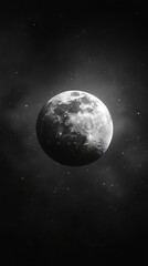 Fototapeta premium Close-up view of a full moon in a dark night sky