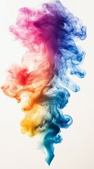 Fototapeta premium Abstract colorful smoke swirls on white background
