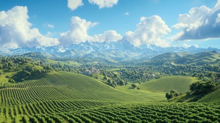 Fototapeta premium A beautiful landscape with a large mountain range in the background