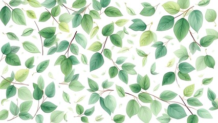 Abstract View of Various Tree Leaves Drawn Across the Entire Page