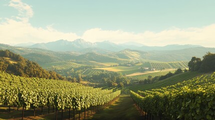 Obraz premium A vineyard with a mountain in the background