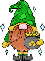 Gnome with coins in Saint Patrick day.