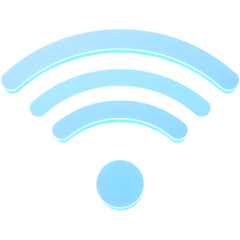 A Wi-Fi symbol with glowing lines. png isolated background. transparent background.