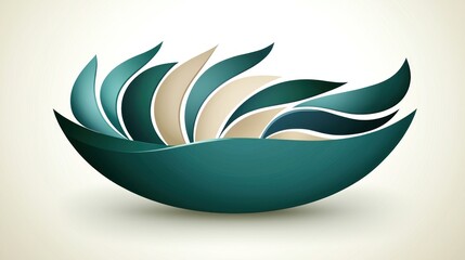 Abstract Teal and Beige Floral Design: Elegant Nature Inspired Artwork