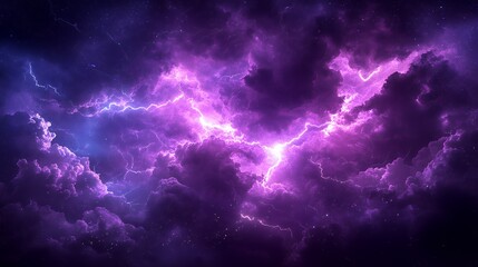 Fototapeta premium A breathtaking image of a purple lightning storm at night. The vibrant colors and dramatic energy create a truly captivating scene.