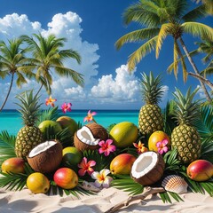 tropical fruit on the beach