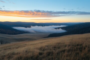 Obraz premium Carpathian Sunrise: Majestic Peaks Golden Hour Breathtaking View Alpine Landscape Romania sky dawn 