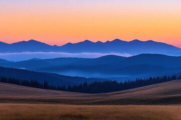 Obraz premium Golden Sunrise Paints Carpathian Majesty: Breathtaking Mountain Panorama. Epic Views, Nature's 