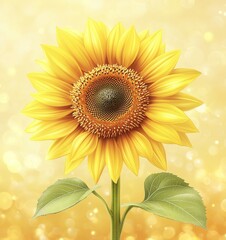 Obraz premium Sunflower Flower on Blurred Background with Soft Lighting, Generative AI