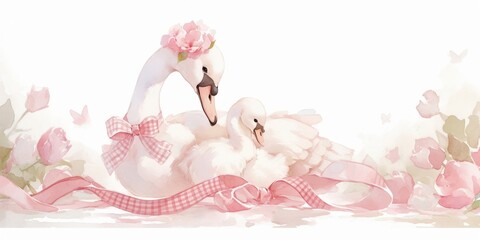 Swan swans illustration watercolor.