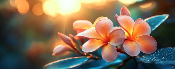 Fototapeta premium Frangipani Flower Digital Concept Design, Generative AI