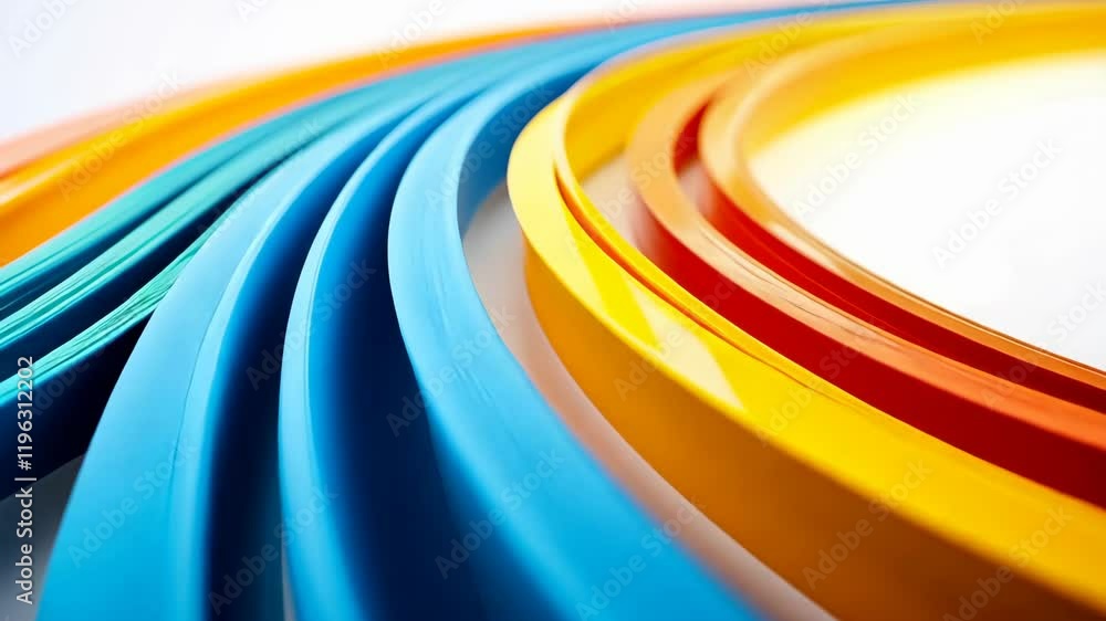 Poster colorful abstract curved stripes creating dynamic visual flow in modern design