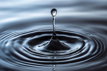 Water Drop Macro Monochrome Digital Wallpaper with Light Reflections, Generative AI