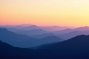 Serene Sunset Over Layered Mountain Ranges – Tranquil Nature Landscape for Wall Art, Backgrounds, and Scenic Prints