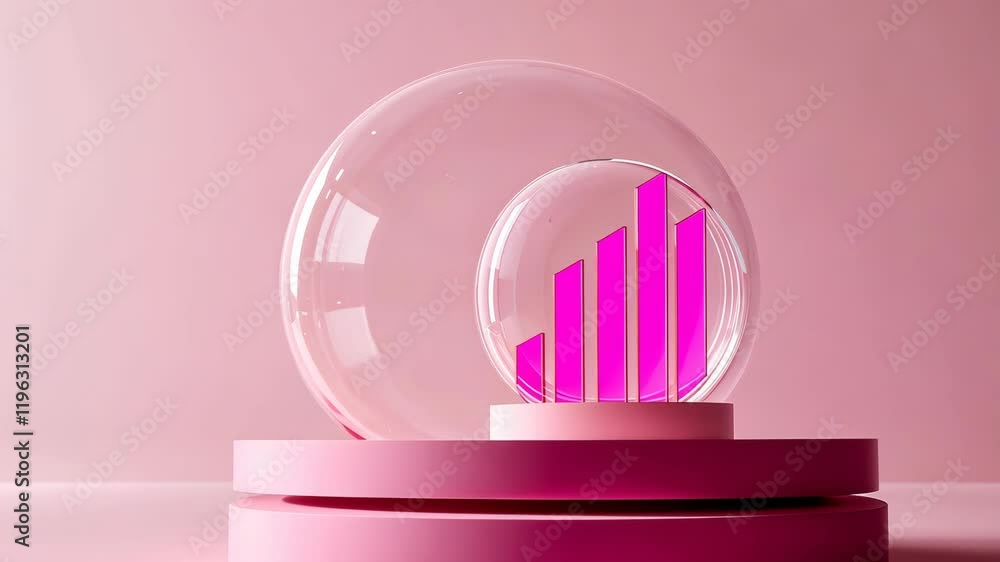 Aufkleber glass display with vibrant pink graph on pink background in modern studio setting
