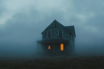 Eerie Abandoned House: Spooky, Isolated, Creepy, Mysterious, Haunted Mansion, Dark, Gothic, Old,    