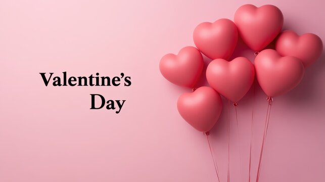 A romantic display featuring pink heart-shaped balloons, perfect for celebrating Valentine's Day.