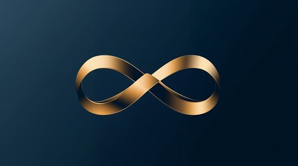 A sophisticated image featuring a golden infinity symbol against a dark blue backdrop. This minimalist design conveys concepts of unending time and potential.