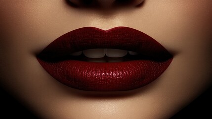 Close-up Red Lips, Dark Background, Beauty Ad