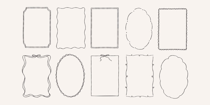 Hand drawn whimsical retro frames
