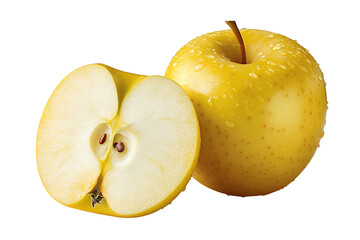 Yellow apple sliced png isolated on transparent background