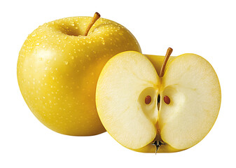 Yellow apple sliced png isolated on transparent background