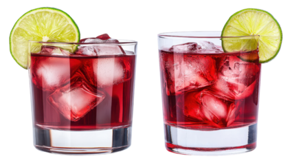 Refreshing cocktails with ice and lime garnish, perfect for summer gatherings