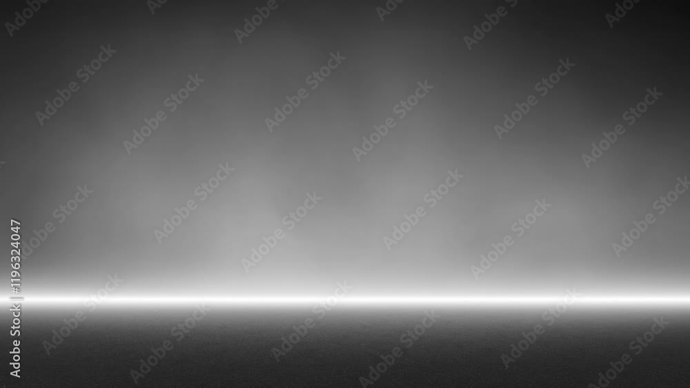 Poster loop balc and white smoke slow motion on empty stage animation. copy space background.