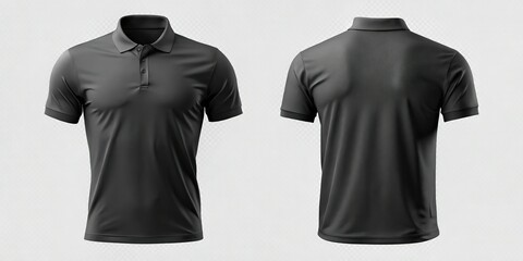 Black Polo Shirt Mockup - Side View, Transparent Background, Aerial Photography