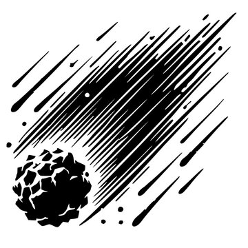 black asteroid falling through space clip art preview