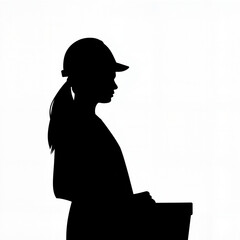 Silhouette of female construction worker at International Workers' Day, empowerment