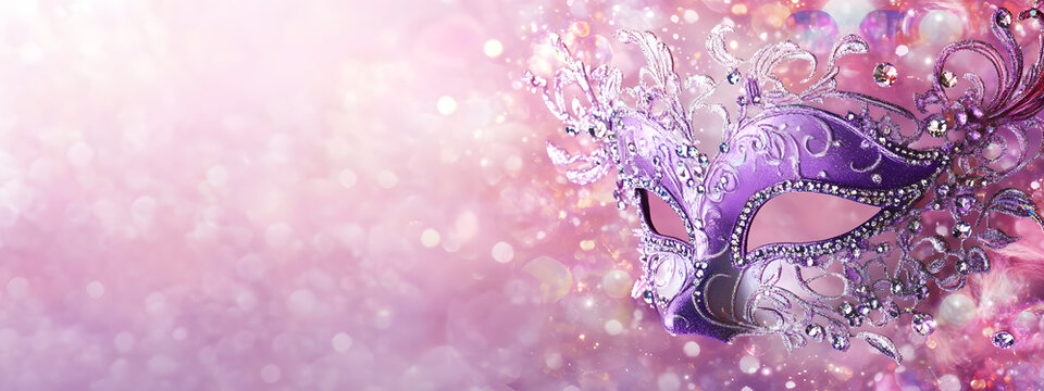 elegant 3d illustration of a decorative purple masquerade mask, perfect for parties, events, and carnival themed celebrations with a touch of mystery and sophistication.