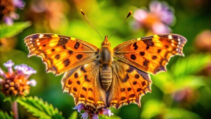 Obraz premium Comma Butterfly Close-Up, UK Meadow, Wildlife Photography