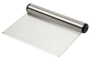 Stainless steel dough scraper isolated with transparent background