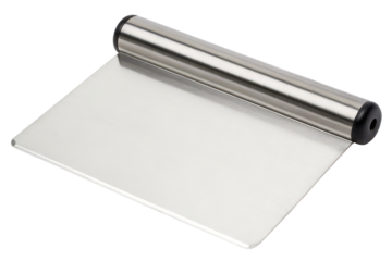 Stainless steel dough scraper isolated with transparent background