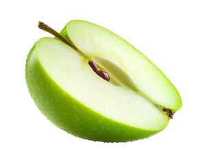 Green apple half png isolated on transparent background