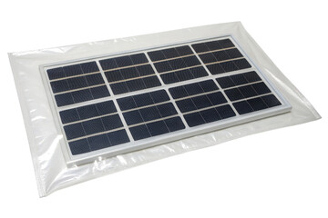 Solar panel in a clear plastic packaging isolated with transparent background